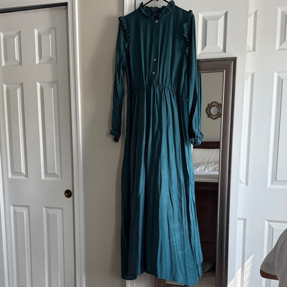 Chic Long Sleeve Teal Dress